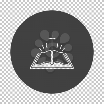 Holly Bible Icon. Subtract Stencil Design on Tranparency Grid. Vector Illustration.