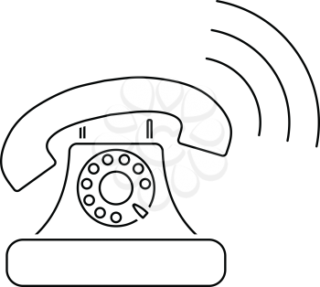 Old telephone icon. Thin line design. Vector illustration.