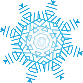 Snowflake ornate. Blue on white.  Vector illustration.