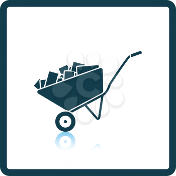 Icon of construction cart . Shadow reflection design. Vector illustration.