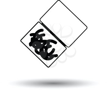 Icon of worm container. White background with shadow design. Vector illustration.