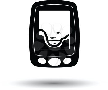 Icon of echo sounder  . White background with shadow design. Vector illustration.