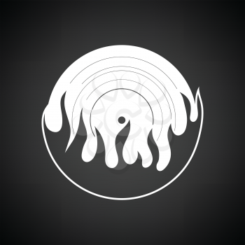 Flame vinyl icon. Black background with white. Vector illustration.