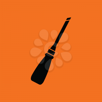 Chisel icon. Orange background with black. Vector illustration.