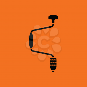 Auger icon. Orange background with black. Vector illustration.