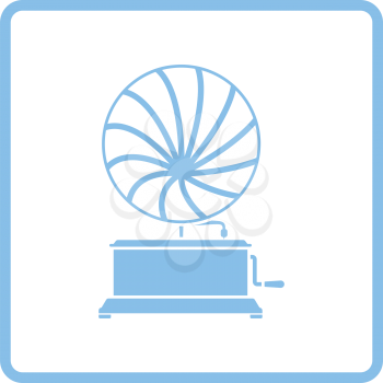 Gramophone icon. Blue frame design. Vector illustration.