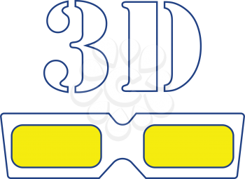 3d goggle icon. Thin line design. Vector illustration.