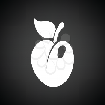 Icon of Plum . Black background with white. Vector illustration.