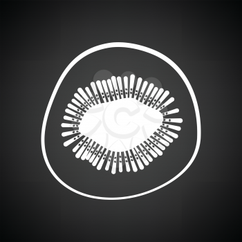 Icon of Kiwi. Black background with white. Vector illustration.