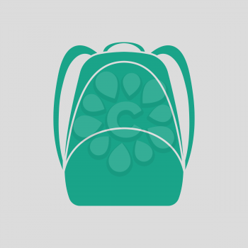 School rucksack  icon. Gray background with green. Vector illustration.