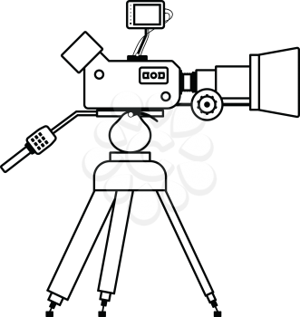 Movie camera icon. Thin line design. Vector illustration.