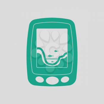 Icon of echo sounder  . Gray background with green. Vector illustration.