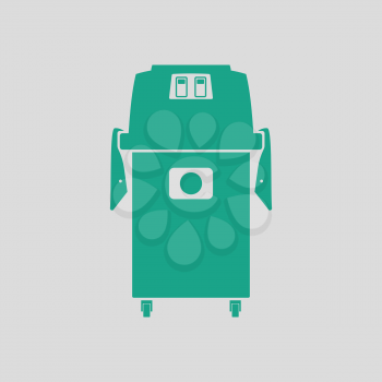 Vacuum cleaner icon. Gray background with green. Vector illustration.