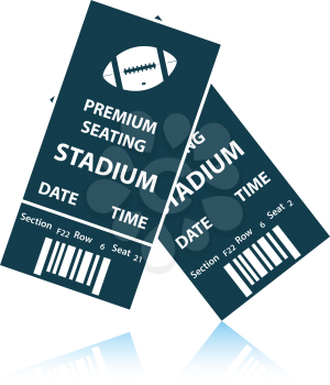 American football tickets icon. Shadow reflection design. Vector illustration.