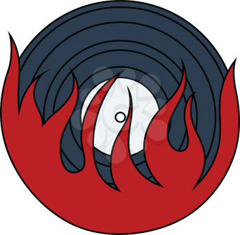 Flame vinyl icon. Flat color design. Vector illustration.