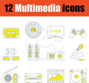 Multimedia  icon set. Thin line design. Vector illustration.