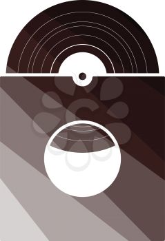 Vinyl record in envelope icon. Flat color design. Vector illustration.
