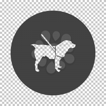 Guide dog icon. Subtract stencil design on tranparency grid. Vector illustration.