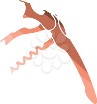 Waiter corkscrew icon. Flat color design. Vector illustration.