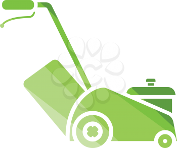 Lawn mower icon. Flat color design. Vector illustration.