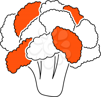 Cauliflower Icon. Thin Line With Orange Fill Design. Vector Illustration.