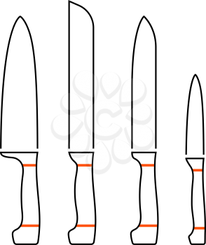 Kitchen Knife Set Icon. Thin Line With Orange Fill Design. Vector Illustration.