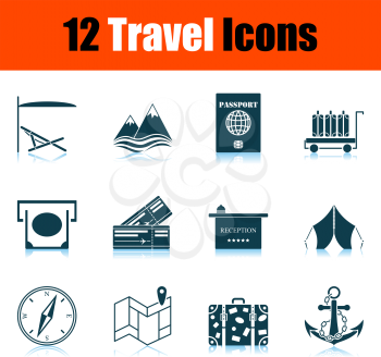 Travel Icon Set. Shadow reflection design. Vector illustration.