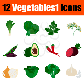 Set of Vegetables Icons. Full Color Design. Vector Illustration.
