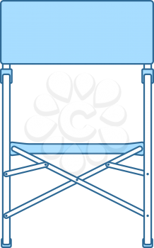 Icon Of Fishing Folding Chair. Thin Line With Blue Fill Design. Vector Illustration.