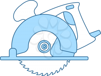 Circular Saw Icon. Thin Line With Blue Fill Design. Vector Illustration.