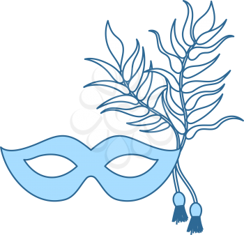 Party Carnival Mask Icon. Thin Line With Blue Fill Design. Vector Illustration.