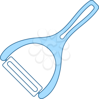 Vegetable Peeler Icon. Thin Line With Blue Fill Design. Vector Illustration.