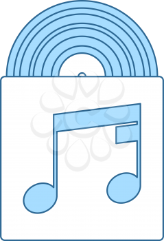 Vinyl Record In Envelope Icon. Thin Line With Blue Fill Design. Vector Illustration.
