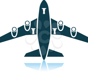 Airplane Takeoff Icon Front View. Shadow Reflection Design. Vector Illustration.