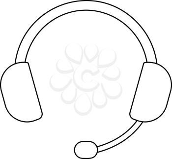 Headset Icon. Outline Simple Design With Editable Stroke. Vector Illustration.