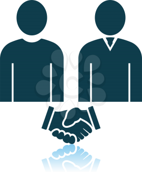 Two Man Making Deal Icon. Shadow Reflection Design. Vector Illustration.