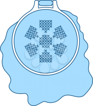 Sewing Hoop Icon. Thin Line With Blue Fill Design. Vector Illustration.