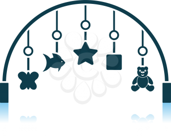 Baby Arc With Hanged Toys Icon. Shadow Reflection Design. Vector Illustration.