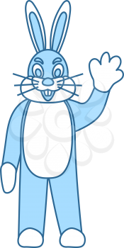 Hare Puppet Doll Icon. Thin Line With Blue Fill Design. Vector Illustration.
