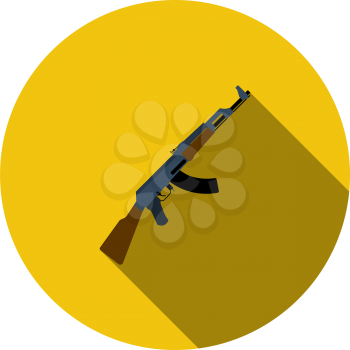 Russian Weapon Rifle Icon. Flat Circle Stencil Design With Long Shadow. Vector Illustration.