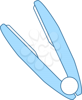 Hair Straightener Icon. Thin Line With Blue Fill Design. Vector Illustration.