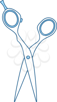 Hair Scissors Icon. Thin Line With Blue Fill Design. Vector Illustration.