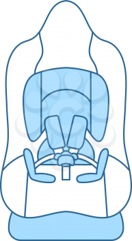 Baby Car Seat Icon. Thin Line With Blue Fill Design. Vector Illustration.
