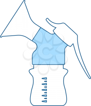 Breast Pump Icon. Thin Line With Blue Fill Design. Vector Illustration.
