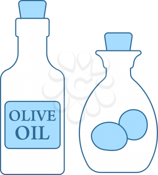 Bottle Of Olive Oil Icon. Thin Line With Blue Fill Design. Vector Illustration.