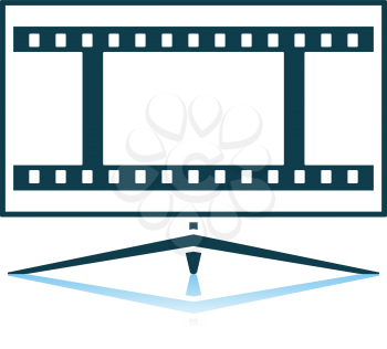 Cinema TV Screen Icon. Shadow Reflection Design. Vector Illustration.