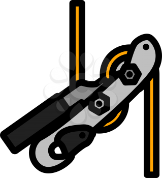 Alpinist Rope Ascender Icon. Editable Bold Outline With Color Fill Design. Vector Illustration.