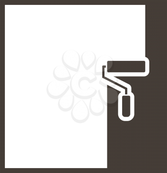 Labour day emblem with roller paintbrush. Vector illustration. 
