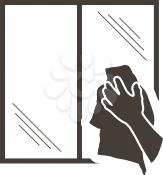 Labour day emblem with window and wiping hand. Vector illustration. 