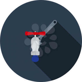 Icon Of Wrench And Faucet. Flat Circle Stencil Design With Long Shadow. Vector Illustration.